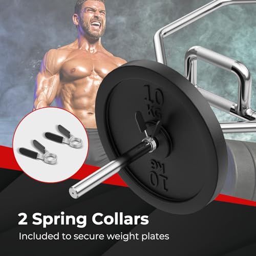 GYMAX Olympic Folding Trap Bar - 56" Chrome Hex Weight Lifting Bar for Squats, Deadlifts, Shrugs & Power Pulls - 800Lbs Capacity - color: Silver, 1" Sleeve