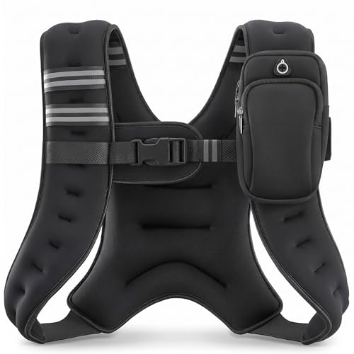 Weighted Vest for Men Women, Breathable Fitness Vest with Reflective Strips for Running & Strength Training - size: 6LB
