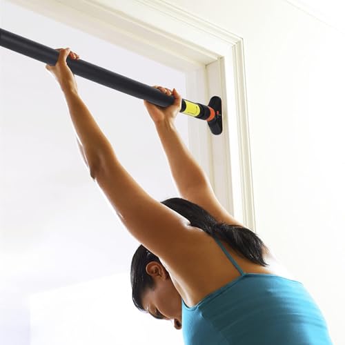 Pull Up Bar for Doorways, Chin Up Bar with Level Meter and Adjustable Width for Strength Training,No Screws Required, Weight Capacity 440 LBS,Orange