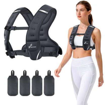 Sportneer Adjustable Weighted Vest Woman: 6-10lb/10-18lb Weighted Vests - color: Black, size: 6-10 lbs