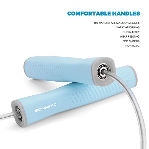 Jump Rope 3 Styles | 1-LB Weighted Jump Rope for Adults Women. || Speed Jump Rope with Ball Bearings for Fitness. ||| Lightweight Skipping Ropes (2 Pack) for Kids and Adult Beginners. - color: Speed Blue (1 Pack)