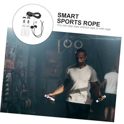 Smart Cordless Jump Rope with Digital Counter, Ropeless Skipping Rope for Indoor Fitness Workout, Adjustable Weighted Handle for Men and Women Exercise Training