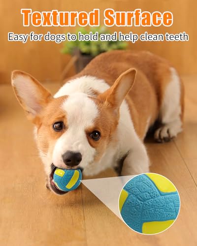 Squeaky Dog Balls, Interactive Funny Puppy Chew Toys for Fetch Play to Keep Them Busy, Latex Rubber Pet Tennis Soccer Ball Toy Bundle (4 Pack) for Puppies Small Breed Dogs - size: Small 2.4”, style: 4 Pack