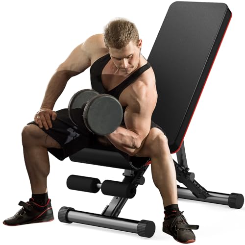 Adjustable Weight Bench for Home Gym, Foldable Incline Decline Sit-Up Bench Workout Equipment for Full Body Strength Training, 795LBS Capacity for Chest, Shoulders, Arms