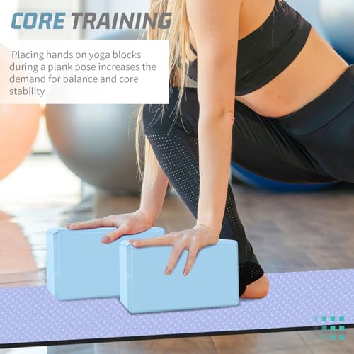 Yoga Blocks 2 Pack 3x6x9IN Foam Block Supportive Latex-Free with Beveled Edges, Non-Slip Exercise Blocks for Pilates, Meditation, Balance, Stretching and Deep Poses