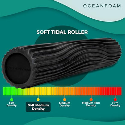 Soft Tidal Roller (Black & Charcoal Marbled) - Low Density Foam Roller for Physical Therapy, Back Pain, Exercise & Stretching - Wave Textured - Yoga & Wellness - Full Size, 20" x 5" - color: Black & Charcoal Marbled