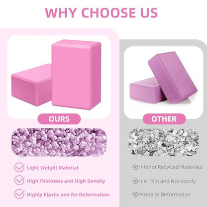 Large Foam Yoga Block 1 Pack, 9x6x4 Sturdy Pilates Block, Workout Block, Non Slip Surface Yoga Brick for Pilates Meditation, Stretching and Toning - color: PINK
