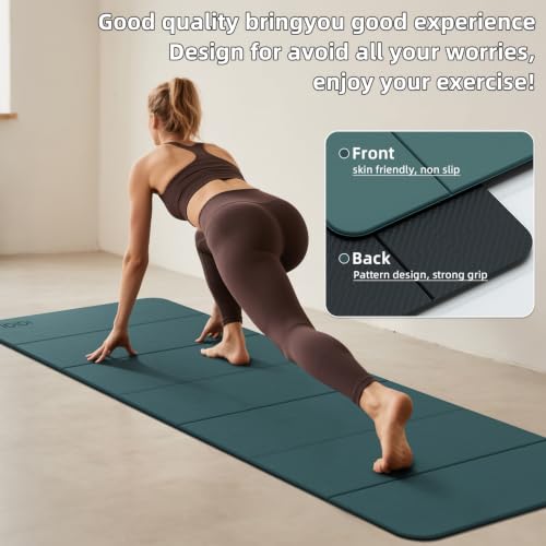 Foldable Yoga Mat Thick 0.32"(8mm) - color: Deep Green