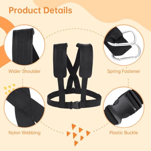 Power Drag Sled Harness Kit for Sprint Training, Tire Pulling, Adjustable Strap Workout Gear for Athletes and Strength Workouts
