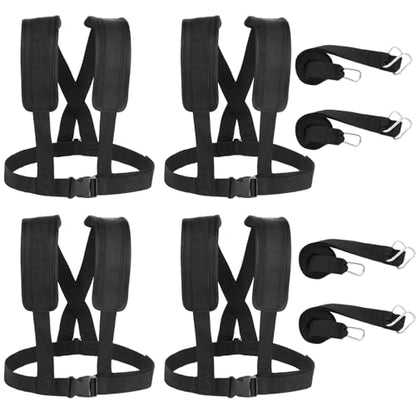 4 Pcs Sled Harness For Resistance Training, Exercise Rope Kit For Football, Tire Pulling Fitness Equipment With Adjustable Padded Straps