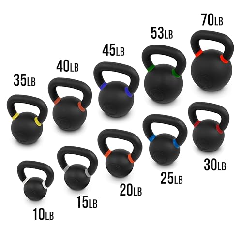 Valor Fitness Premium Cast Iron Kettlebells Powder Coated Kettle Bell Weights - Includes LB and KG Weight - color: B: 15 LB