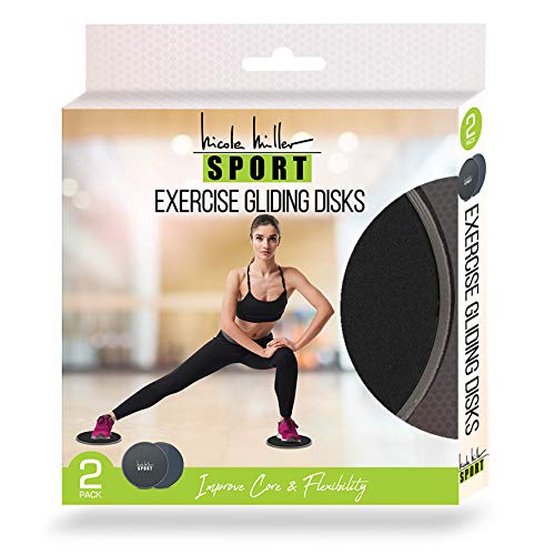 Nicole Miller Exercise Sliders for Fitness Workout [2PK], Double Sided Gilder Strength Slides Discs Work Smoothly on Any Surface for Stretch Strength Core Exercise
