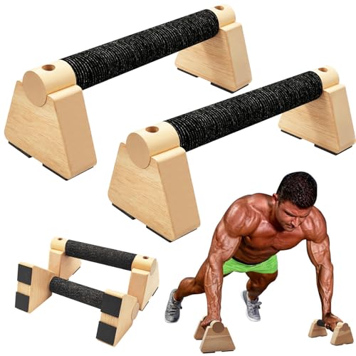 Parallettes Bars - Wooden Calisthenics Equipment for Handstand Training, Push Up Bars & Calisthenics Bar - Handstand Bars and Pushup Handles for Men - color: Wood-25cm