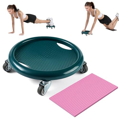 Ab Roller Wheel, Women's Multifunctional Abdominal Wheel Board with Mat, 360° Rotating, for Full Body Fat Burning Tummy Weight Control Gym or at home workout equipment - color: Green