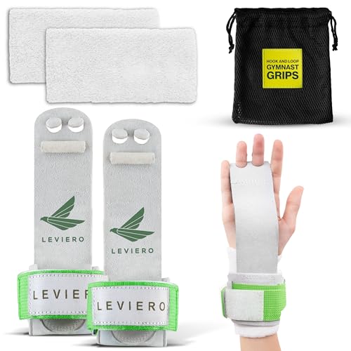 Gymnastics Grips Set, Grips for Gymnastics Girls, Dowel Grips with Soft Leather, Hook and Loop Wrist Straps, and Adjustable Finger Holes, for All Ages - color: White, size: 00