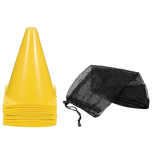 PATIKIL 7" Soccer Cones, 24 Pack Plastic Traffic Training Agility Field Markers with Carrying Bag for Outdoor Activity Practice, Yellow