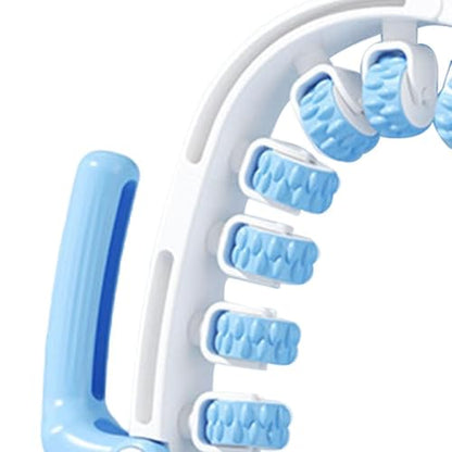 Generic Massage Roller Muscle Relaxation Roller Stick with Detachable 12 Wheel System Sturdy PP Material Adjustable Handheld Tool, Blue