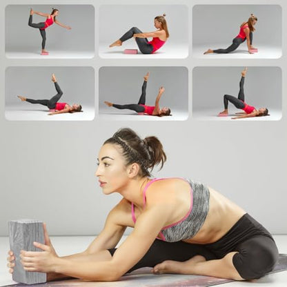 2-Pack Yoga Blocks, High-Density 9"x6"x3" Yoga Brick Foam Blocks Non-Slip EVA Foam Block Yoga Props Accessories for Yoga Pilates Stretching and Meditation - color: Camo Grey