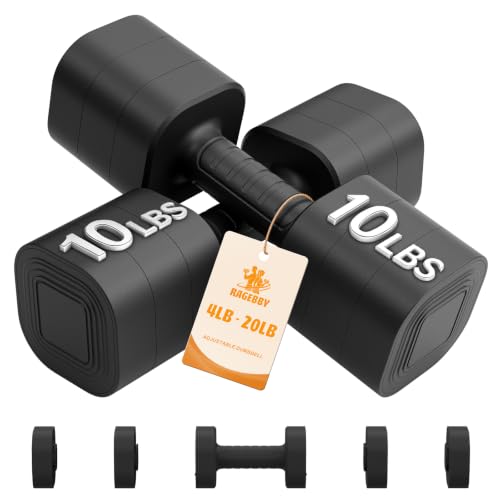 Ragebby Adjustable Dumbbell Set of 2, Weights for Men and Women at Home - color: BLACK, style: 20LB(10LB Pair)