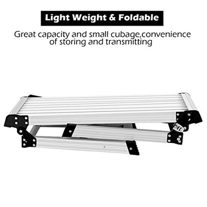 Giantex Work Platform Aluminum Step Ladder Drywall Safe CE Approved of Capacity 330 LBS Heavy Duty Portable Bench Folding Ladders Stool w/Non-Slip Mat (Silver)
