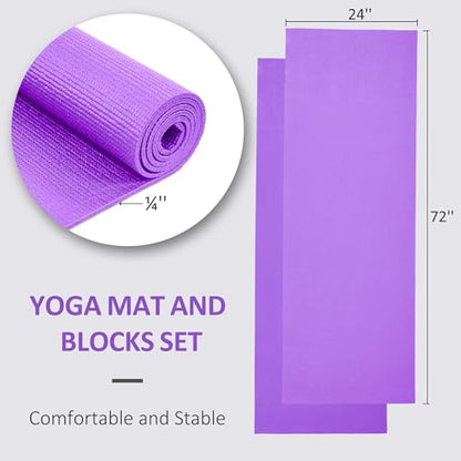 Fitvids All Purpose Thick High Density No Tear Exercise Yoga Mat with Strap & Lightweight Features for Indoor & Outdoor Use - color: Purple
