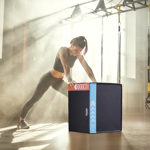 VEVOR 3 in 1 Plyometric Jump Box, Cotton Plyo Box, Platform & Jumping Agility Box, Anti-Slip Fitness Exercise Step Up Box for Home Gym Training, Conditioning Strength Training, Multiple Sizes, Black - size: 20"x18"x16"