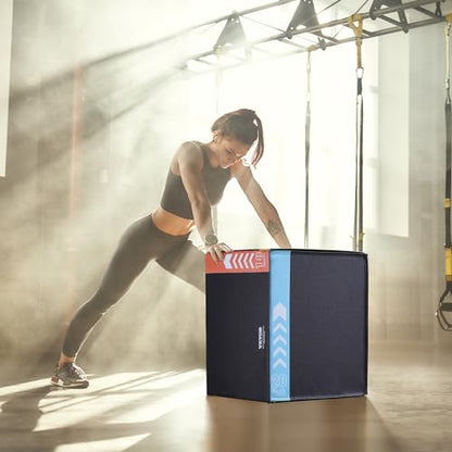 VEVOR 3 in 1 Plyometric Jump Box, Cotton Plyo Box, Platform & Jumping Agility Box, Anti-Slip Fitness Exercise Step Up Box for Home Gym Training, Conditioning Strength Training, Multiple Sizes, Black - size: 20"x18"x16"