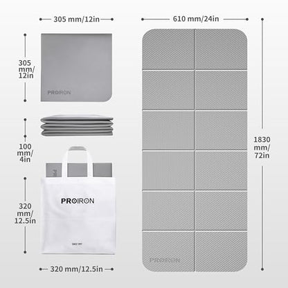 PROIRON Foldable Yoga Mat 0.24"/0.16" for Home Workout & Travel, Non Slip Travel Yoga Mats with Carry Bag, Packable Yoga Mat for Home Gym, Pilates, Fitness,Stretching - color: (0.24" TPE) Gray