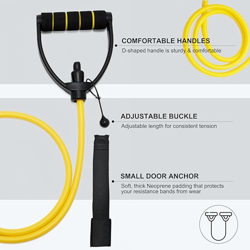 Resistance Band with Handles and Door Anchor, Adjustable Exercise Tube Band for Physical Therapy, Strength Training, Pilates and Home Workouts