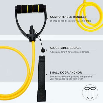 Resistance Band with Handles and Door Anchor, Adjustable Exercise Tube Band for Physical Therapy, Strength Training, Pilates and Home Workouts