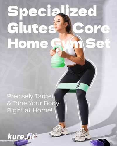 Adjustable Kettlebell | 5 lb - 12 lb | Kettlebell Weights Set for Home Gym | Full-Body Workouts, Strength Training, Weight Loss | Fabric Booty Band | Beginners & Women - color: Sage