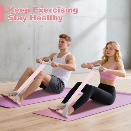 Women Workout Resistance Band with Handle and Pedal, Non-Slip Elastic Bands, 120lb Physical Therapy Bands