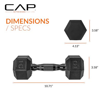 CAP 50 lbs Coated Dumbbell Set | Multiple Styles - color: Black handles, style: 10LBx2, 15lbx2 Set