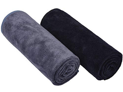 HOPESHINE Home Gyms Towel for Men Women Microfiber Gym Towels Cycling Workout Sweat Towel Set Quick Dry Exercise Sports Travel Towel Fast Drying 2-Pack (Black + Grey)
