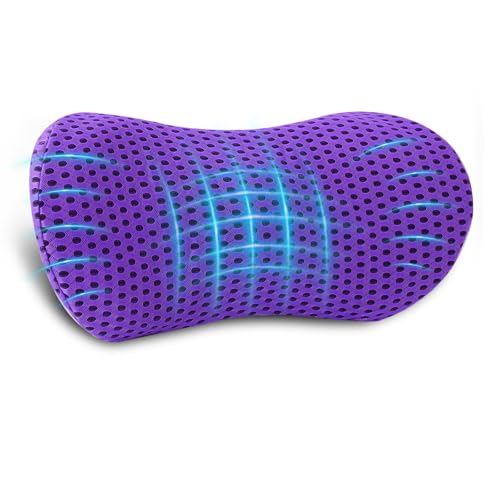 Lumbar Pillow, Memory Foam Lumbar Support Pillow for Office Chair and Car Seat, Ergonomic Streamline Back Pillow for Lower Back Pain Relief, Back Support Pillow for Sitting, Driving, Traveling - color: Purple