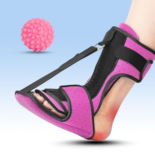 Plantar Fasciitis Night Splint with Massage Ball for Plantar Fasciitis Relief, Soft & Comfortable Foot Brace for Achilles Tendonitis Heal Spur Foot-drop Flat-arch for Women and Men, Rosa - color: Rosa, size: Free Size