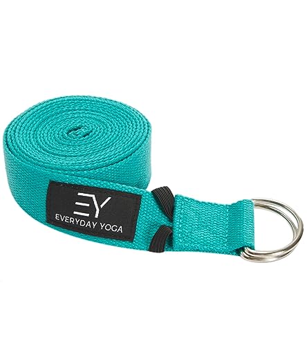 Everyday Yoga Strap with Metal D-Ring - Durable Stretching Strap for Yoga, Pilates, Flexibility & Physical Therapy (6ft, 8ft, 10ft)