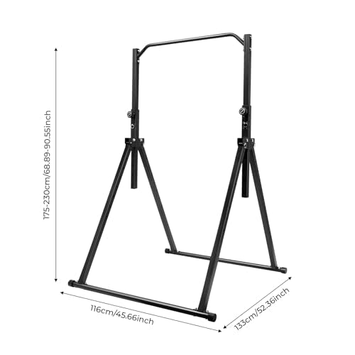 Foldable Power Tower Dip Station,Heavy Duty Pull Up Bar Station Freestanding with Adjustable Height,440 Lbs Capacity Multi-Function Home Gym Equipment for Pull Ups Dips Push Ups Leg Raises