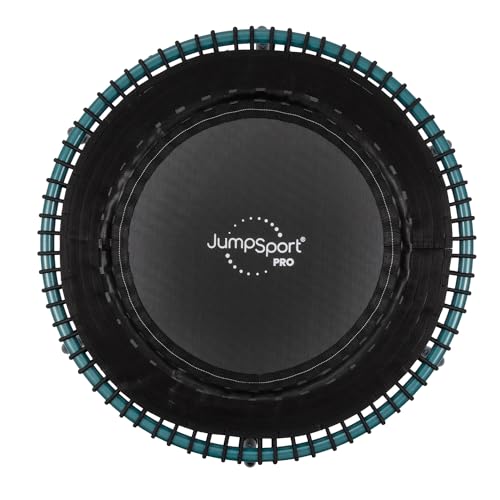 JumpSport 350 PRO 39 Inch Fitness Trampoline Indoor Rebounder Cardio Workout Equipment 300 lb Capacity - color: Teal