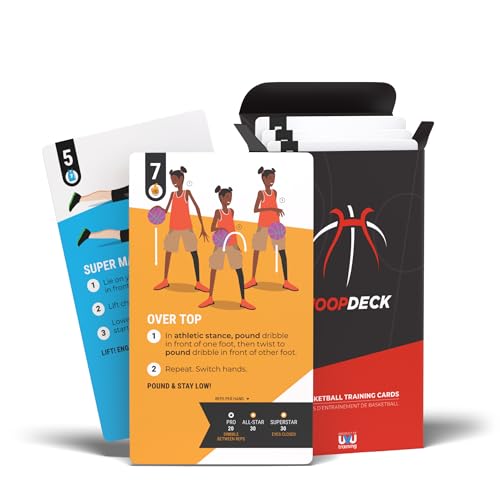 Kick Deck HoopDeck Basketball Training Cards – 52 Cards to Improve Skills, Ball Handling, Shooting, Ability, Fitness and Agility – at-Home Basketball Drills for All Skill Levels and Ages - style: HoopDeck