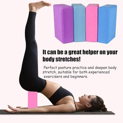 Yoga Blocks, Non-Slip Wedge Stretcher Block, High Density EVA Foam Brick, Lightweight Foam Yoga Block Strap, Exercise Accessories, for Yogas, Fitness, Pilates, Stretching, Toning Workouts - color: LightPink