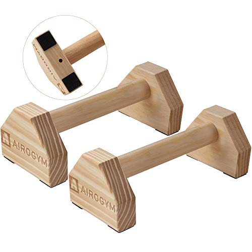 Push-up Stand, 2 PCS Wood Pushup Bars Non-Slip Base Exercise Home Workout Equipment, 30CM Wooden Parallettes Handle Stands Grip for Men Strength Training, Planks Calisthenics - color: PINE WOOD
