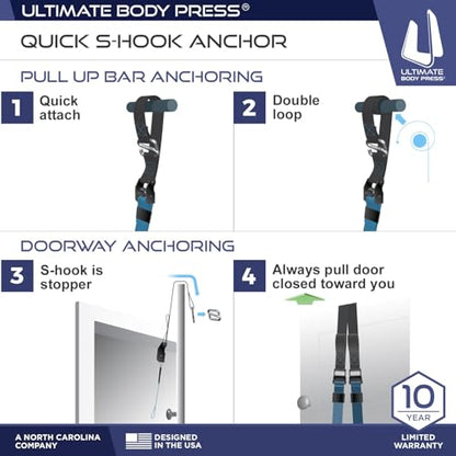 Ultimate Body Press Body Weight Resistance Trainer – Complete Functional Training System with Door Anchor & Quick S-Hooks – Professional Strength Straps for Full Body Workouts