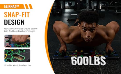Portable Push Up Board Gym Kit 25-in-1, Foldable Push Up Station & Exercise Board Workout Set with 18 Accessories, Resistance Bands & Handles, Ankle Straps for Men, Women & Teens