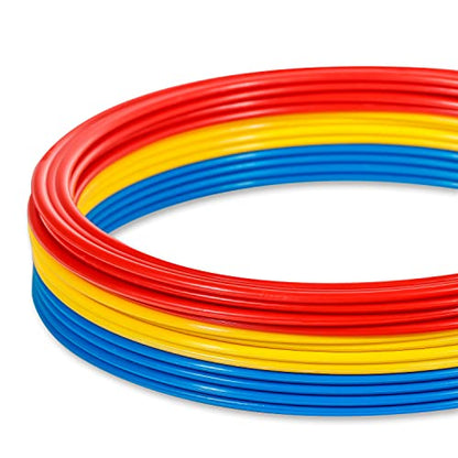 Speed & Agility Training Rings - Set of 12 - with Carrycase - by Trademark Innovations - color: Red/Yellow/Blue, size: 12"