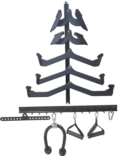 LAT Pull Down Bar Storage Rack Gym Storage Wall Organizer for Lat Pulldown Attachments, Cable Attachments Rack for Gym Accessories, Workout Equipment Storage