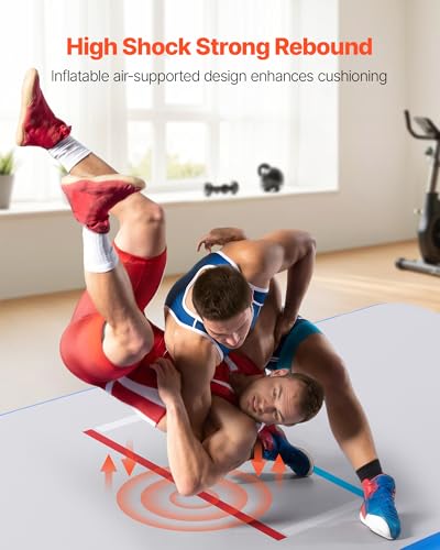 VEVOR Wrestling Mat, Martial Arts Thick Mat for Home Gym Exercise, PVC or Inflatable Training Mats with Circles,for Gymnastics, Tatami, Jiu Jitsu BJJ MMA Judo, Black