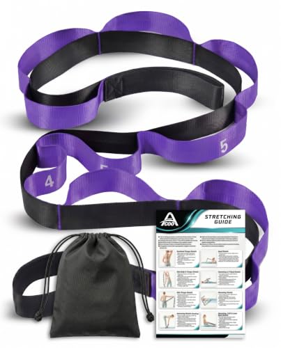 Stretching Strap with Loops for Physical Therapy,Yoga Strap for Stretching,Home Workout,Pilate & Flexibility Training,Non-Elastic Exercise Stretch Band for Hamstring,Leg Stretcher Belt,Flexibility Fascia - color: Purple, size: Length: 86 inches, Width: 1.