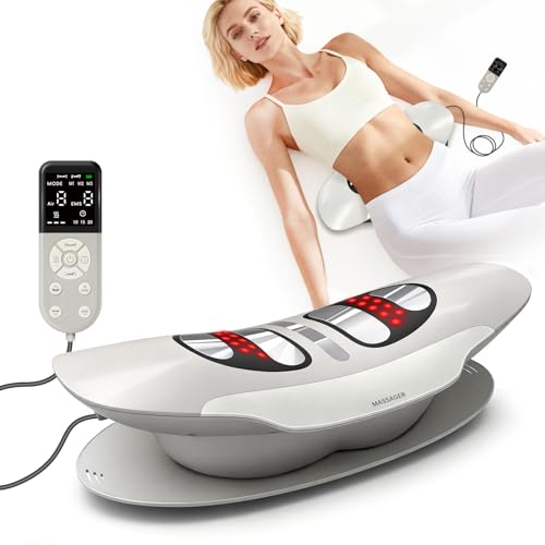 Zenopax Electric Lumbar Traction Device, Multifunctional Back Traction Device with Dynamic Traction, Left-Right Swing, 8-Level Electrotherapy, Vibration Massage, 3-Level Hot Compress - color: Warm Beige