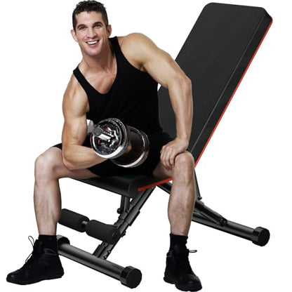 Sweetcrispy Adjustable Weight Bench for Home Gym, Foldable Incline Workout Bench Press with 795 LBS Weight Capacity, Strength Training Fitness Equipment for Full Body Exercise